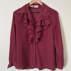 Vintage Polka Dot Ruffle Blouse Size 6 Poetcore Retro